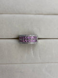 14K White Gold Pink Stone & Diamond Band Ring