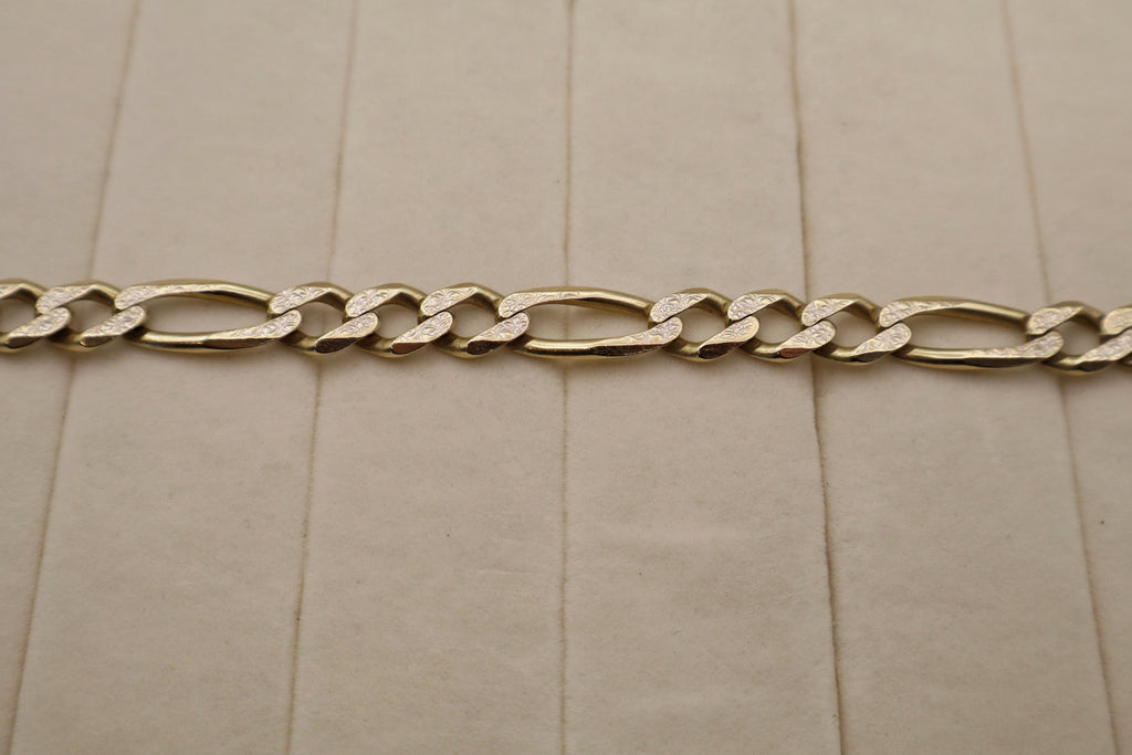14k Yellow Gold Mens Figaro Link Bracelet