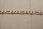 14k Yellow Gold Mens Figaro Link Bracelet