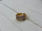 14K Yellow Gold Diamond Blue Stone Fancy Ring