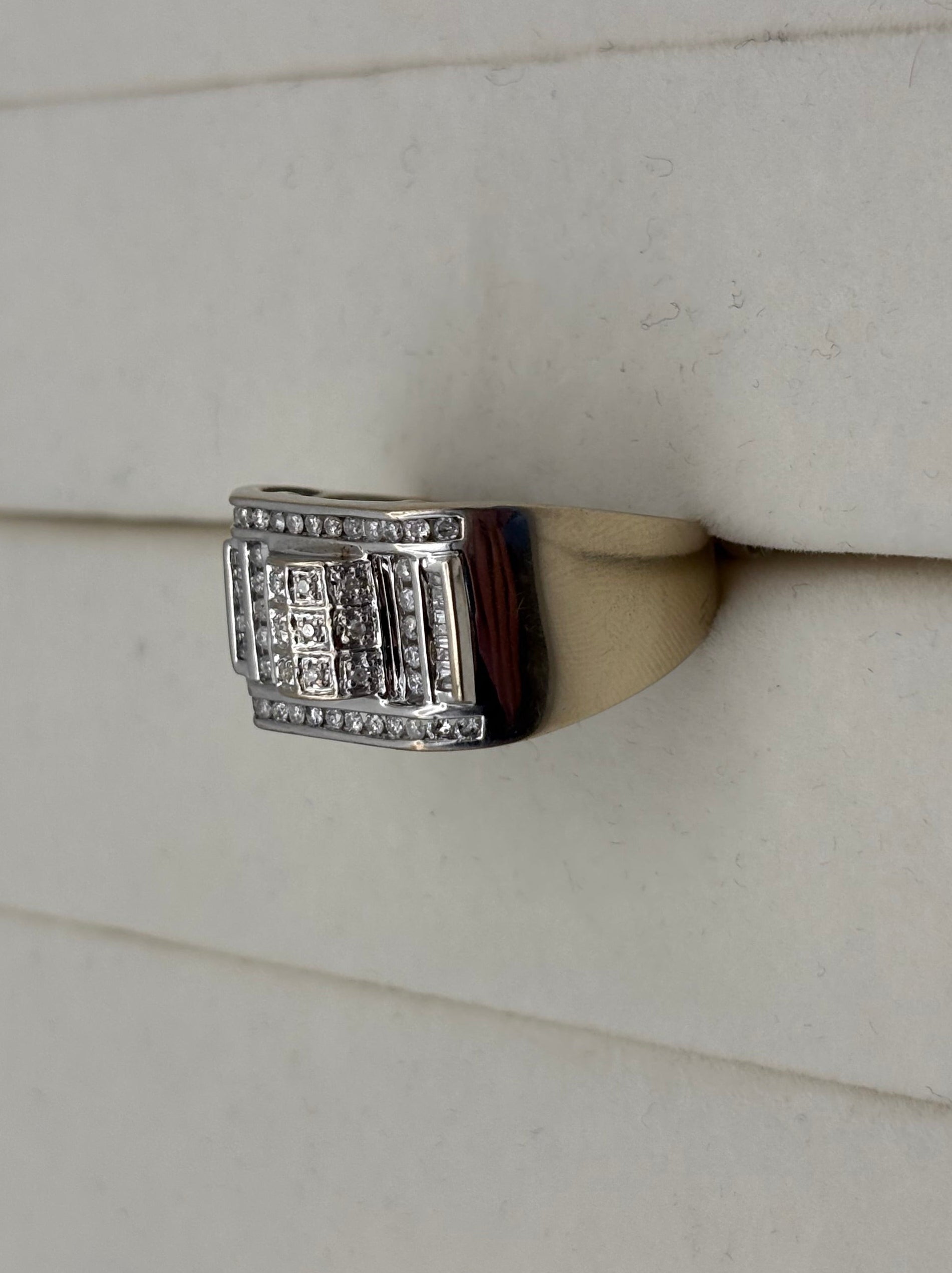 14K White Gold Diamond Statement Ring