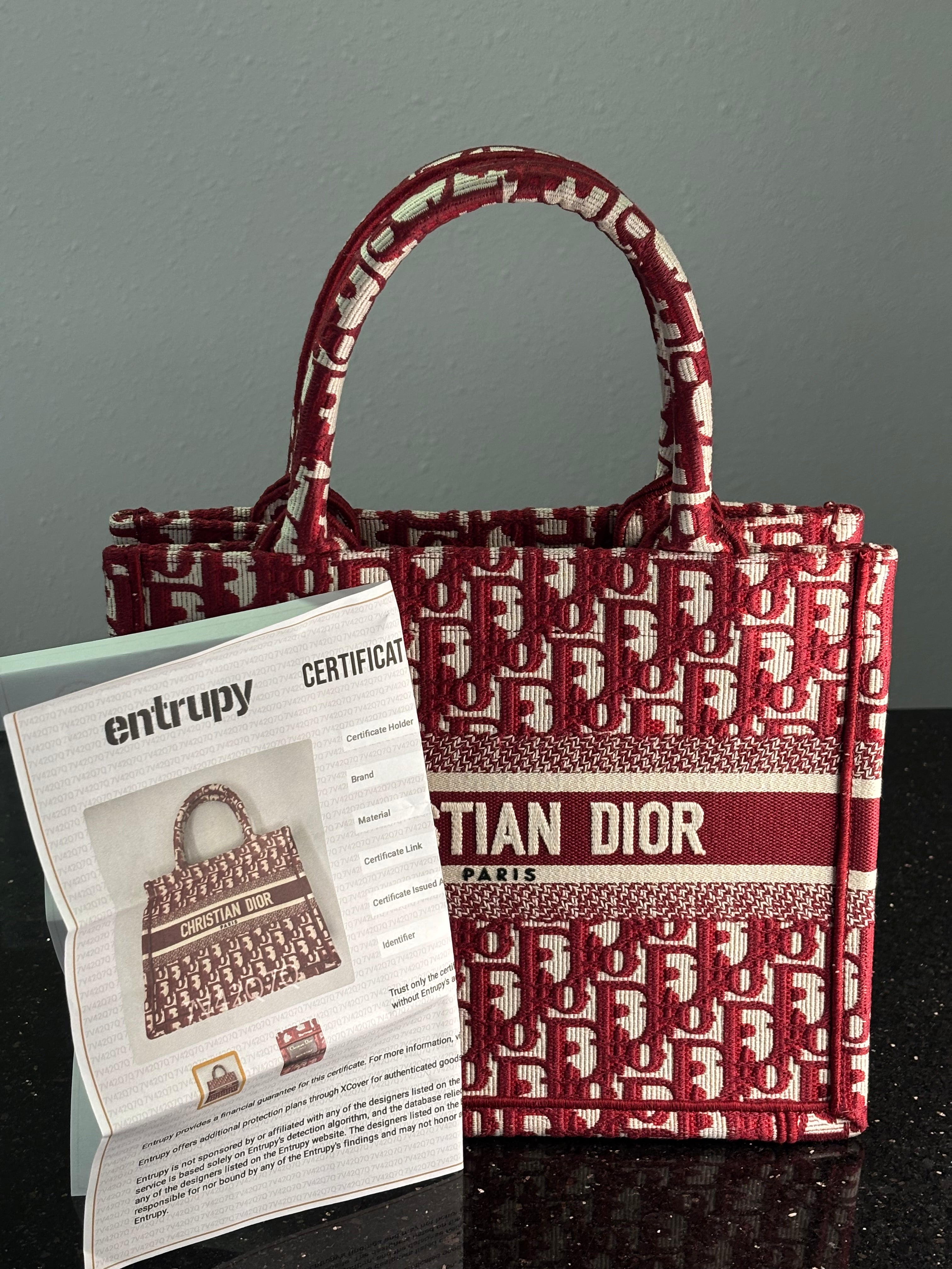 Christian Dior Small Book Tote Red Oblique Canvas