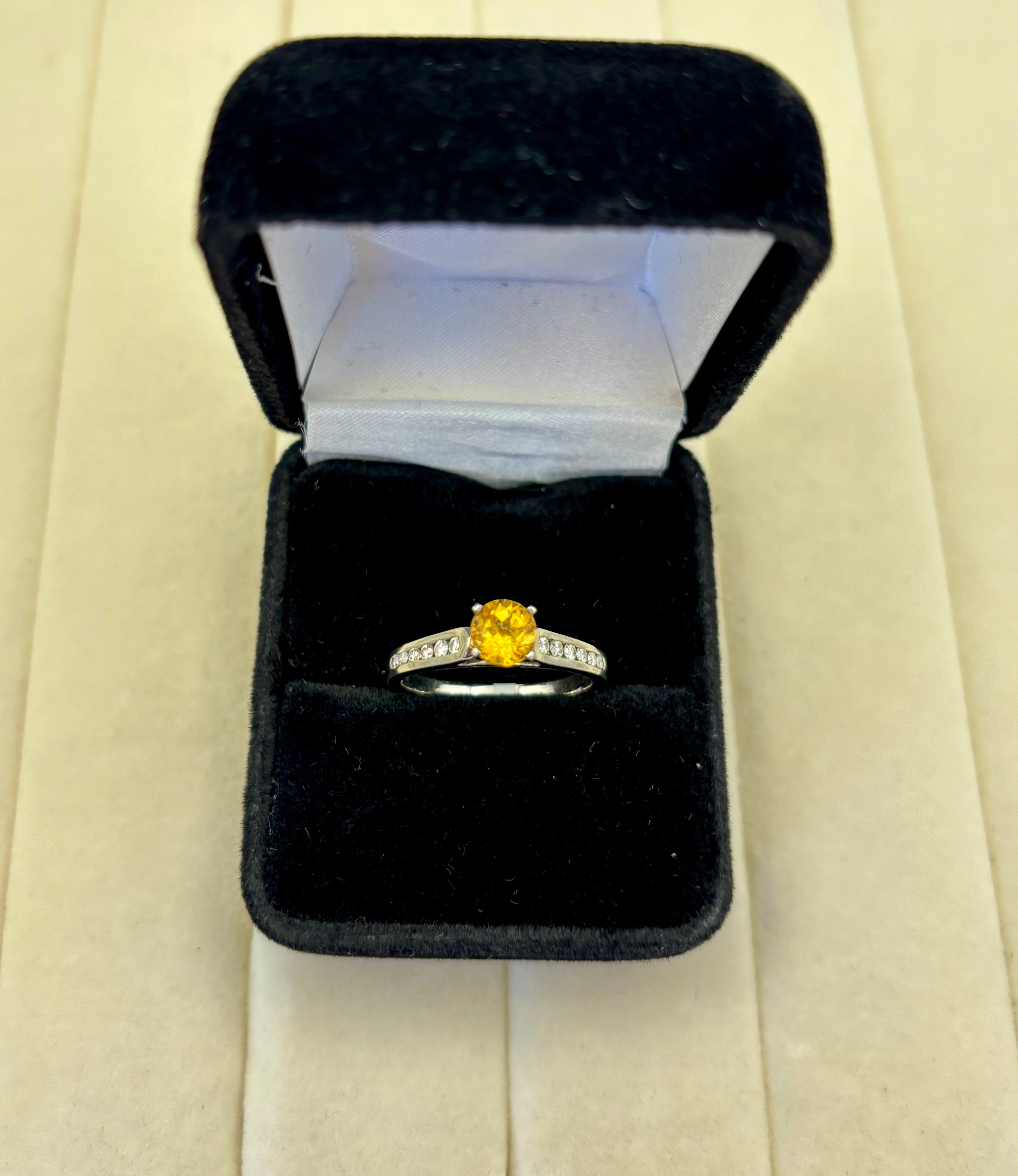 Platinum 950 Yellow Stone Solitaire Ring