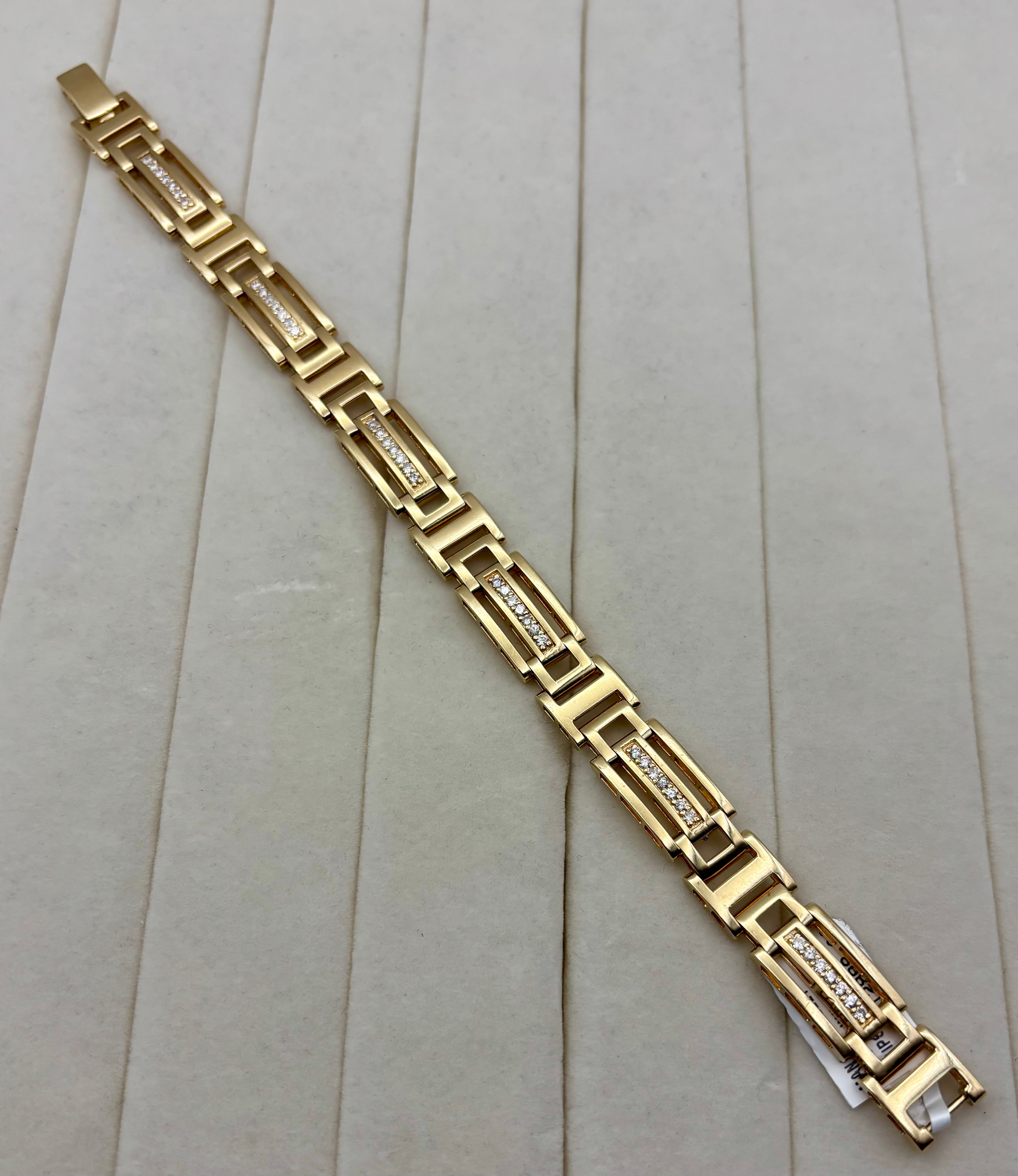 14k Yellow Gold Men's Diamond Link Bracelet