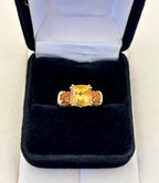 10k Yellow Gold Cushion Three Stone Ring