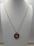 14k Yellow Gold Purple Stone Heart Pendant