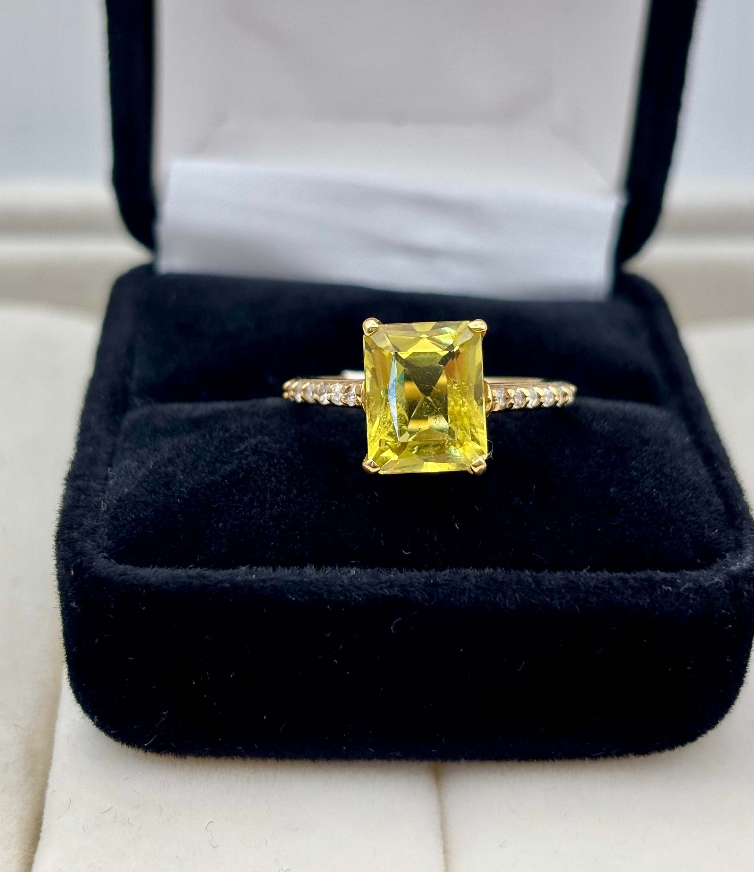 14k Yellow Gold Emerald Cut Gold Topaz Solitaire Ring