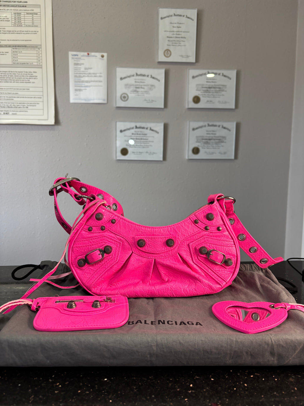 Balenciaga Le Cagole XS Shoulder Bag in Hot Pink Arena Lambskin
