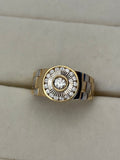 14K Two-Tone Gold Diamond Cluster Signet Ring