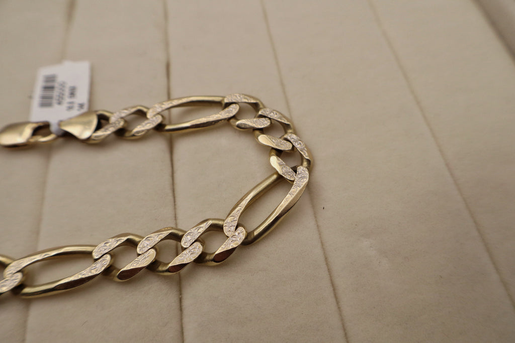 14k Yellow Gold Mens Figaro Link Bracelet