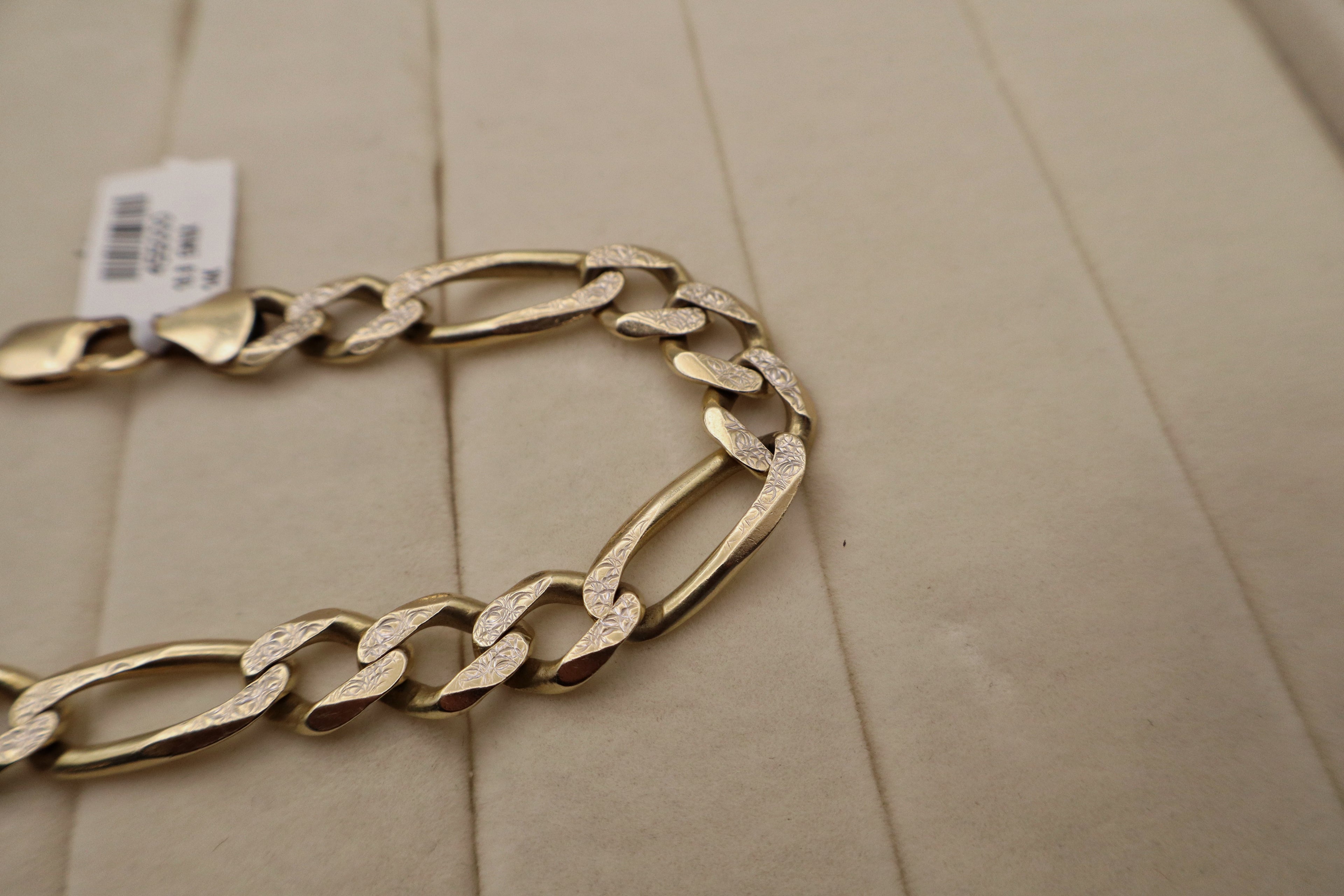 14k Yellow Gold Mens Figaro Link Bracelet