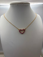 14k Yellow Gold Pink Stone Heart Pendant