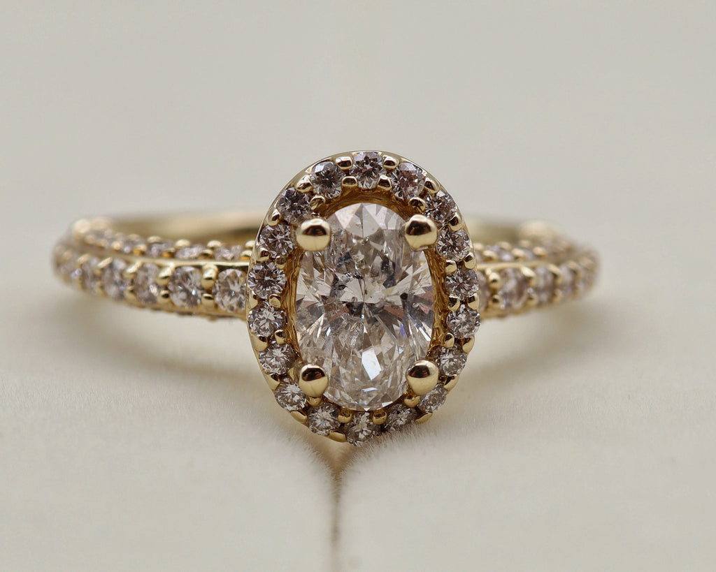 14k Yellow Gold Oval Diamond Halo Ring