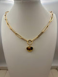 14k Yellow Gold Paperclip Heart Pendant Necklace