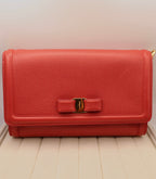Salvatore Ferragamo Red Textured Leather Vara Crossbody Purse