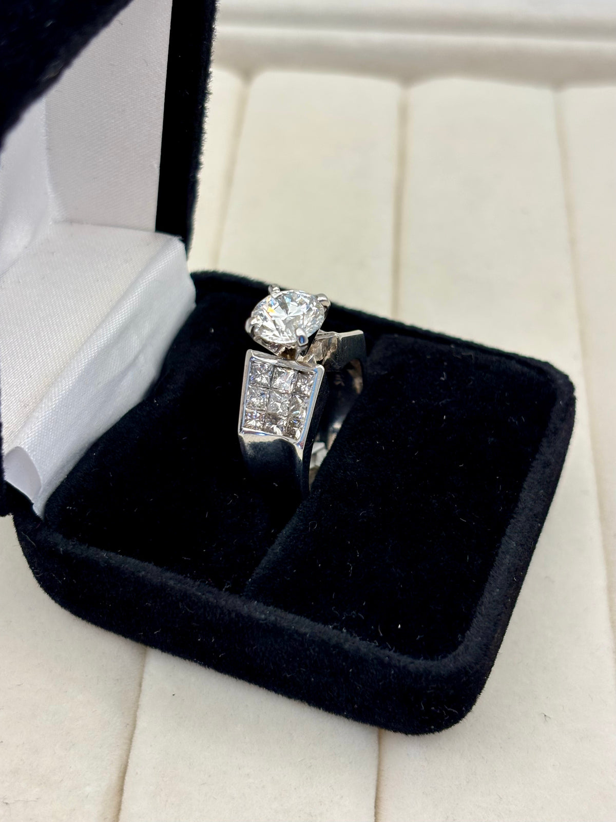 14k White Gold Lab Grown Diamond Cathedral Ring