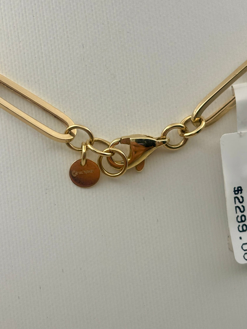 14k Yellow Gold Paperclip Heart Pendant Necklace