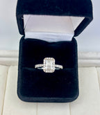 14k White Gold Radiant Cut Lab Grown Diamond Halo Ring