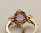 14k Yellow Gold Oval Purple Gemstone and Diamond Ring