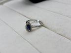 14K White Gold Pear-Shaped Sapphire Diamond Ring
