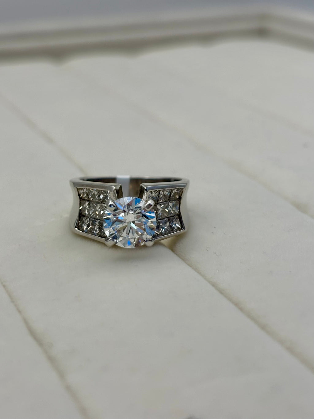 14k White Gold Lab Grown Diamond Cathedral Ring
