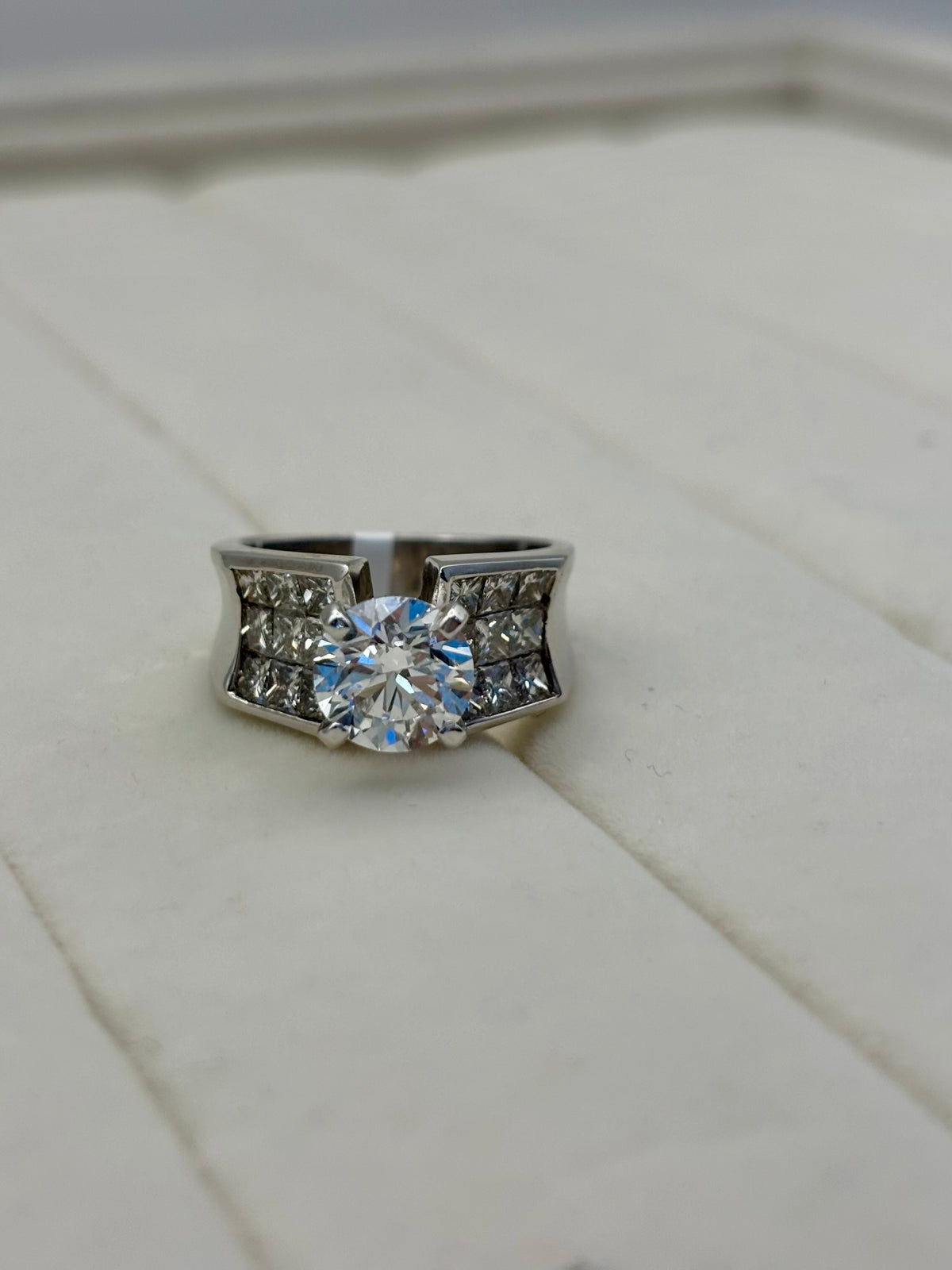 14k White Gold Lab Grown Diamond Cathedral Ring
