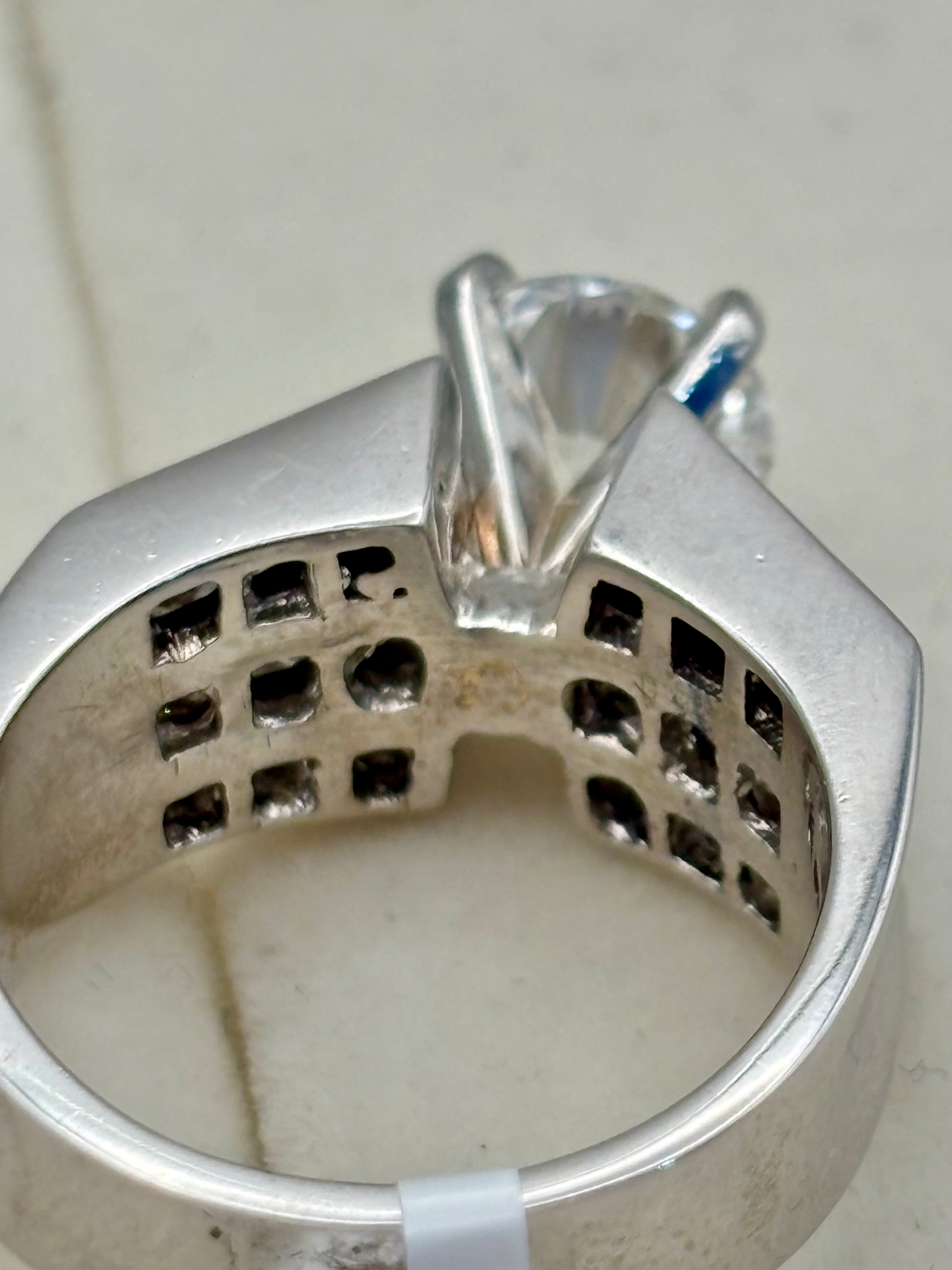14k White Gold Lab Grown Diamond Cathedral Ring