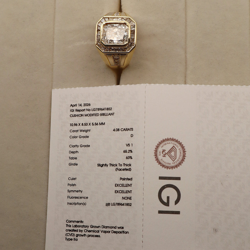 18k Yellow Gold Cushion Lab Diamond Halo Ring