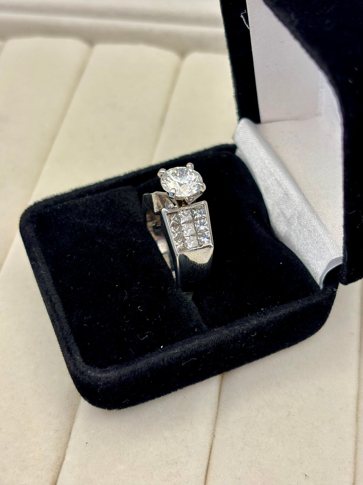 14k White Gold Lab Grown Diamond Cathedral Ring