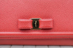 Salvatore Ferragamo Red Textured Leather Vara Crossbody Purse