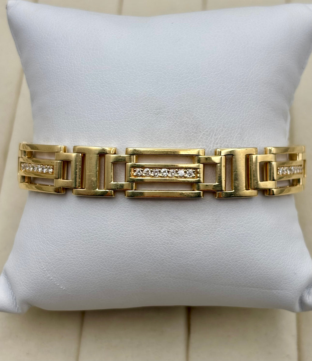 14k Yellow Gold Men's Diamond Link Bracelet