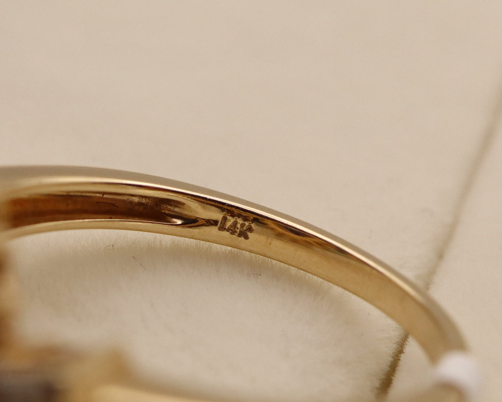 14k Yellow Gold Oval Purple Gemstone and Diamond Ring