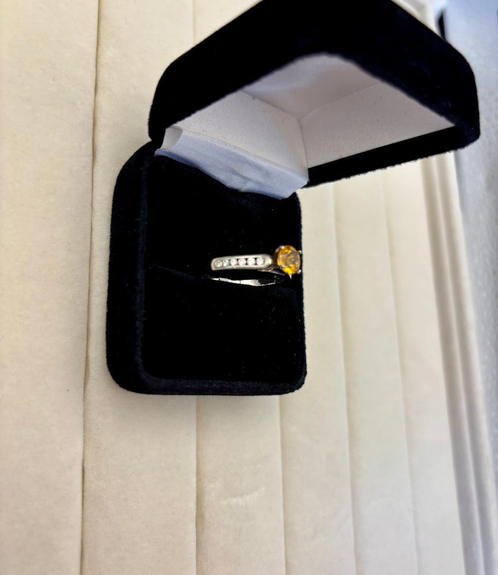 Platinum 950 Yellow Stone Solitaire Ring