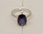 18k White Gold Oval Tanzanite and Diamond Ring