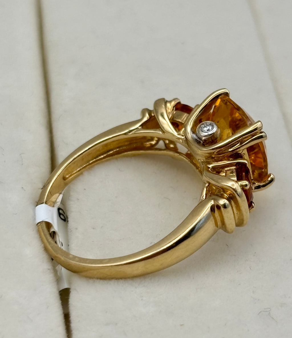 10k Yellow Gold Cushion Three Stone Ring