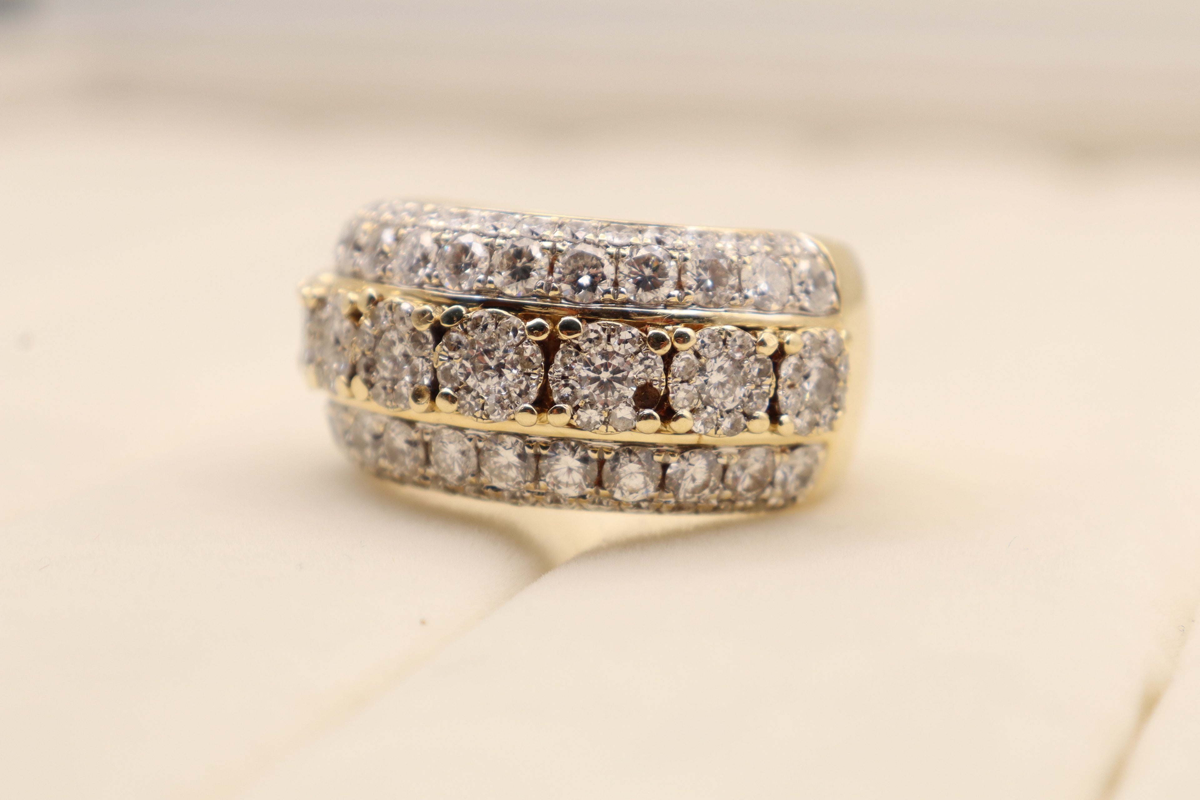 14k Yellow Gold Cluster Diamond Ring