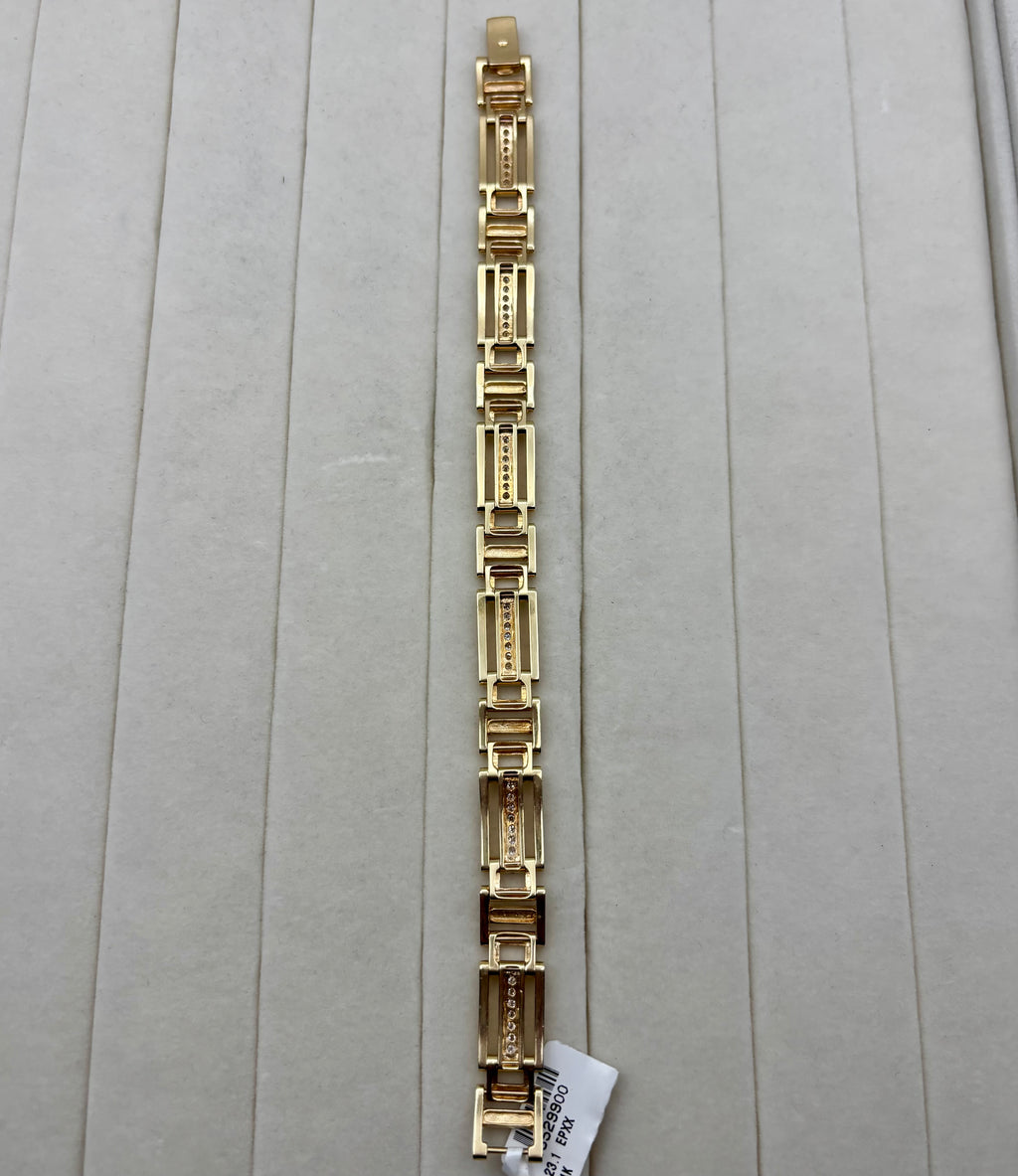14k Yellow Gold Men's Diamond Link Bracelet