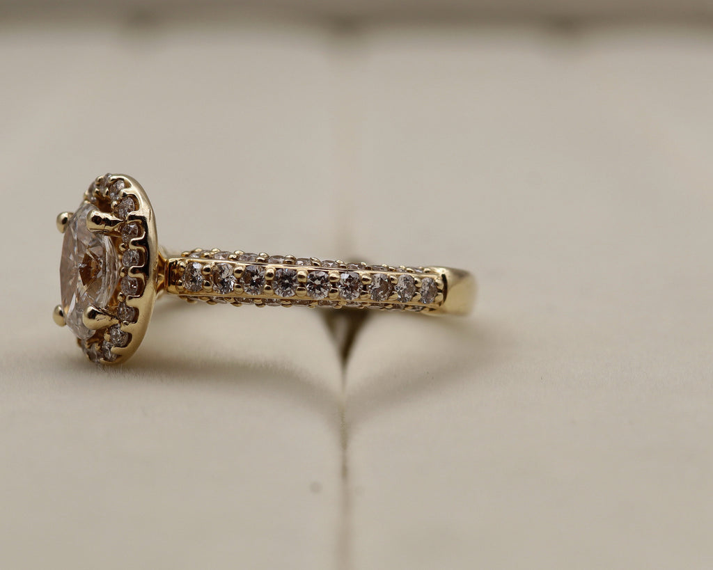 14k Yellow Gold Oval Diamond Halo Ring