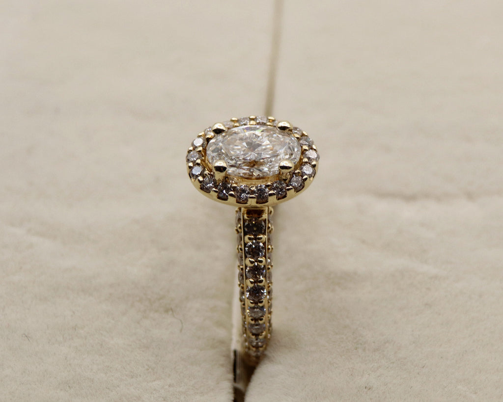 14k Yellow Gold Oval Diamond Halo Ring