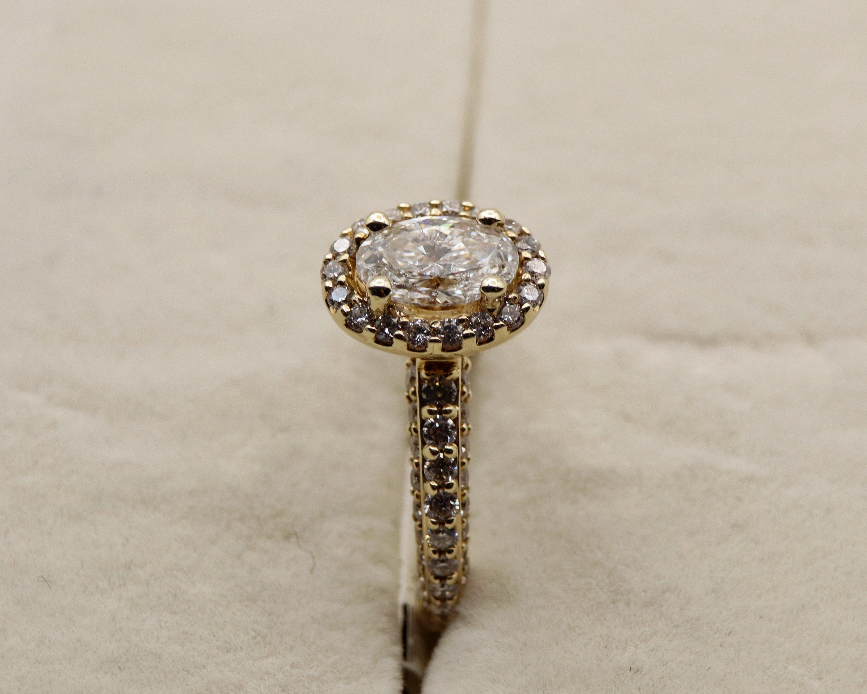 14k Yellow Gold Oval Diamond Halo Ring