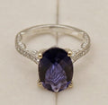 18k White Gold Oval Tanzanite and Diamond Ring