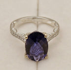 18k White Gold Oval Tanzanite and Diamond Ring