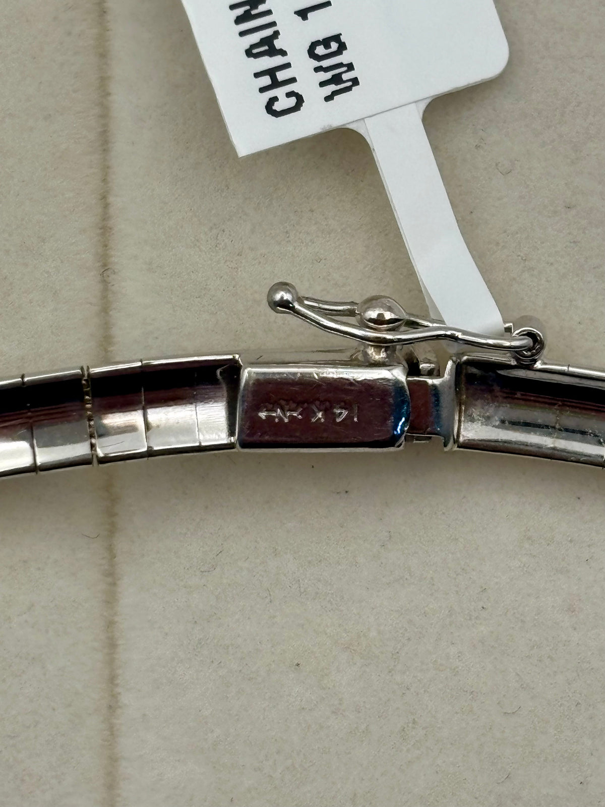 14k White Gold Flat Omega Collar Chain