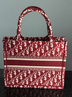 Christian Dior Small Book Tote Red Oblique Canvas