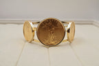 American Gold Eagle Coin Cuff Bracelet in 14k Yellow Gold