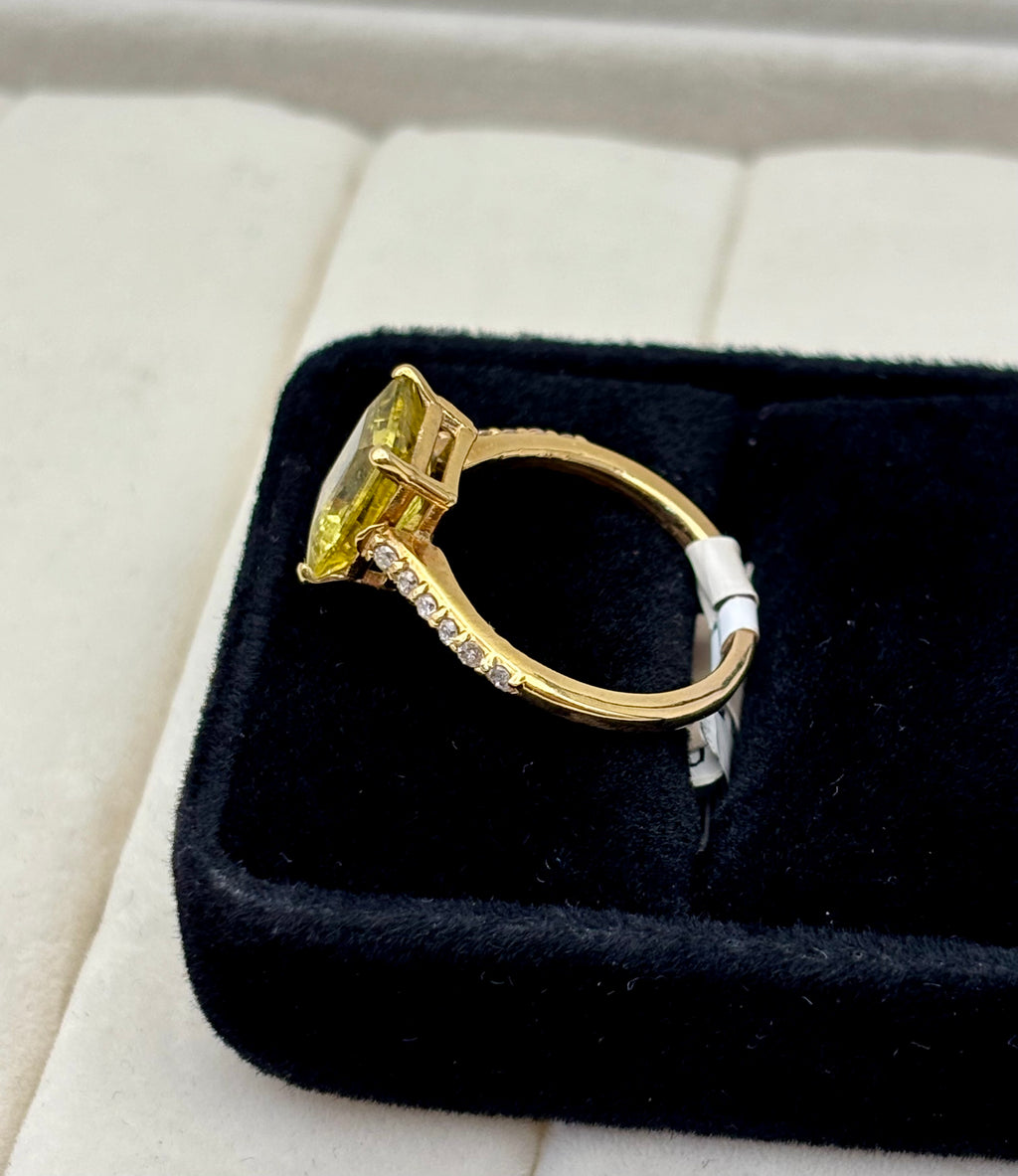 14k Yellow Gold Emerald Cut Gold Topaz Solitaire Ring