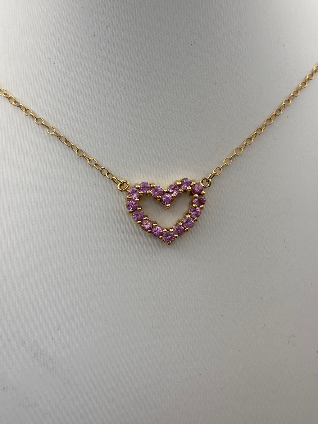 14k Yellow Gold Pink Stone Heart Pendant