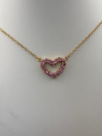 14k Yellow Gold Pink Stone Heart Pendant