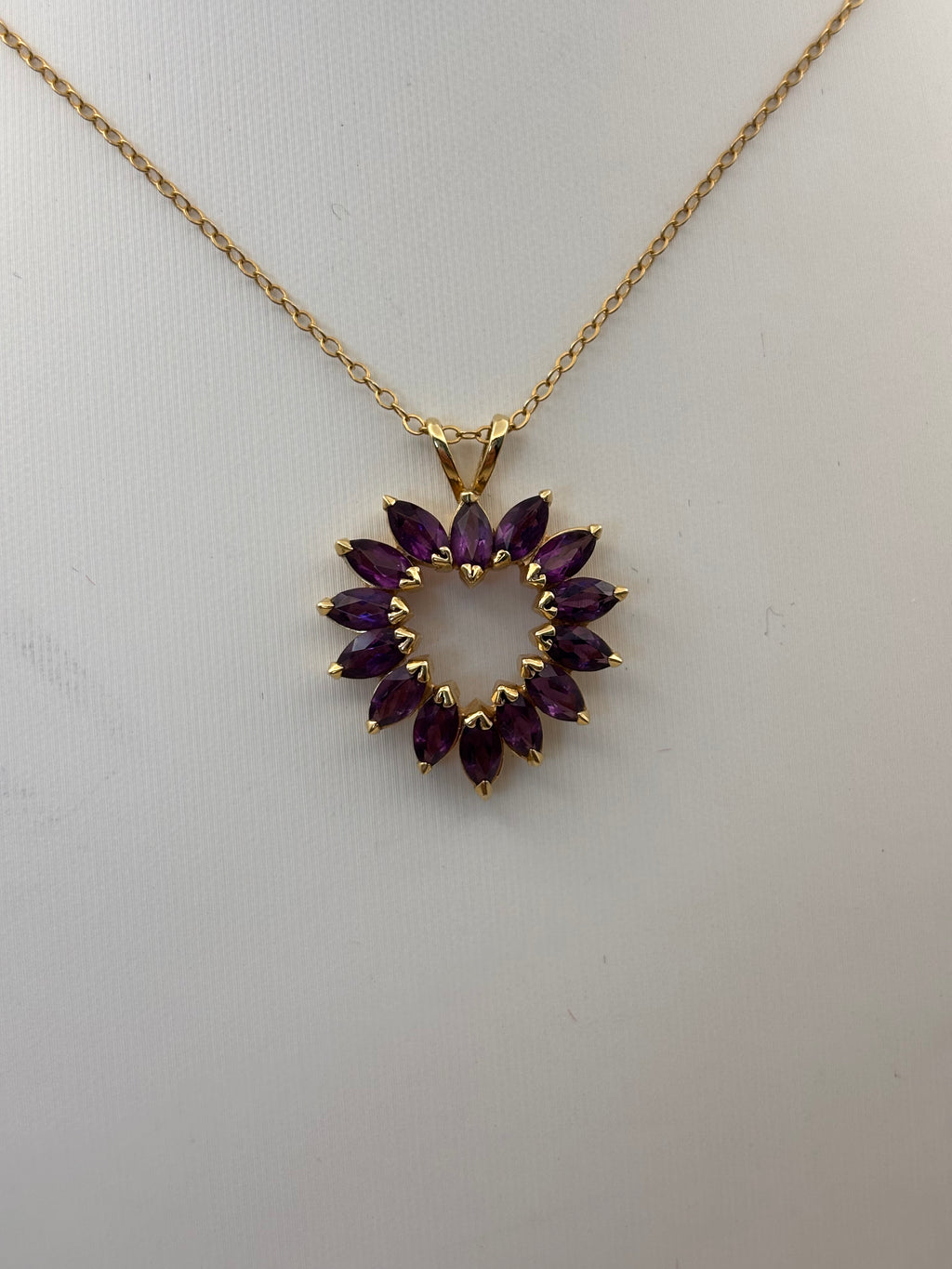 14k Yellow Gold Purple Stone Heart Pendant