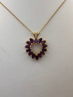 14k Yellow Gold Purple Stone Heart Pendant